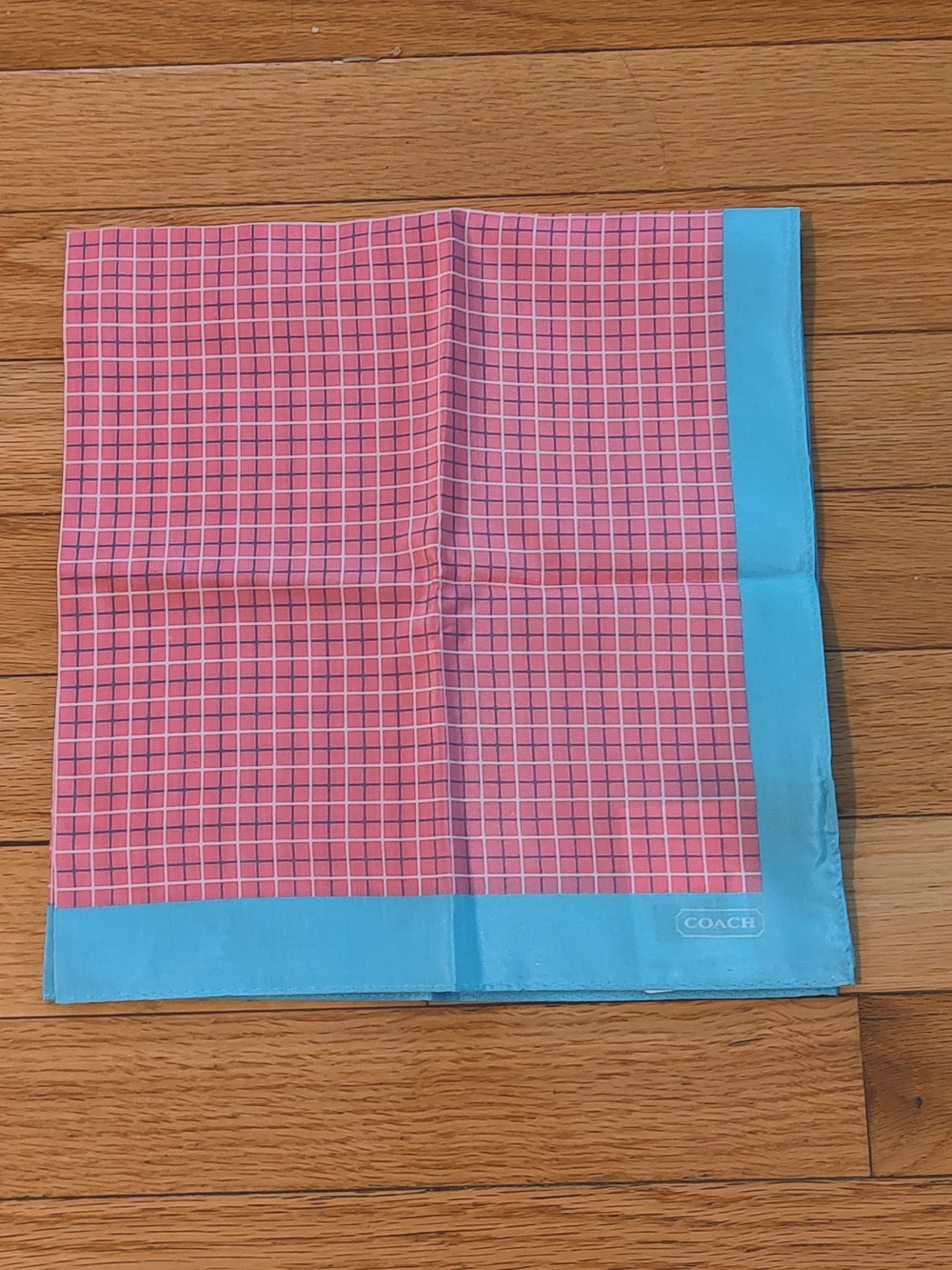 Coach Tattersall silk blend plaid small scarf neckerchief NEW NWT